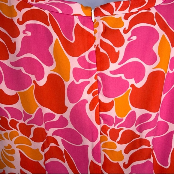 Size 6 Banana Republic Short Sleeve Colorful Dress Pink Orange Red Abstract - Picture 11 of 16